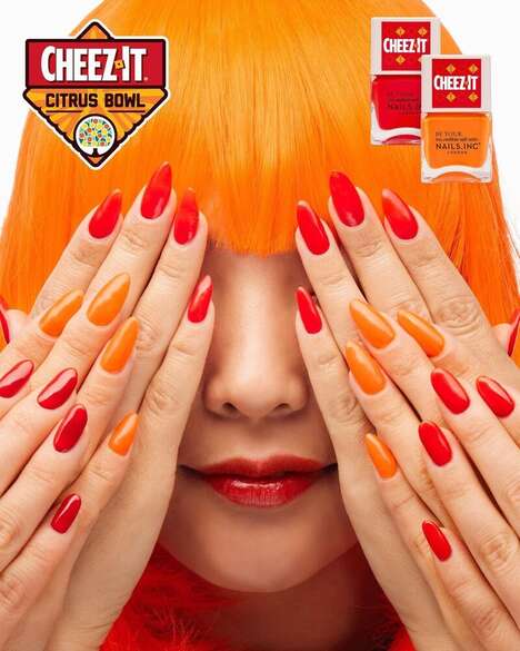 Cheesy Snack Nail Polishes - The Cheez-It x Nails Inc Duo Shares Two Cheez-It-Inspired Shades (TrendHunter.com)