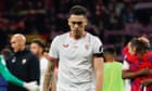 Sevilla’s Lucas Ocampos is touched on backside by fan at Rayo Vallecano game