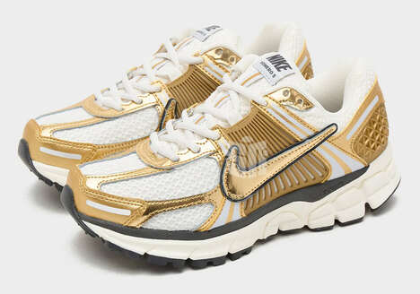 Flashy Gold Utilitarian Sneakers - Nike Unveils the Zoom Vomero 5 in a New Gold Colorway (TrendHunter.com)