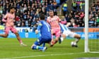 Championship roundup: Leeds’ winning run ends in draw at 10-man Huddersfield