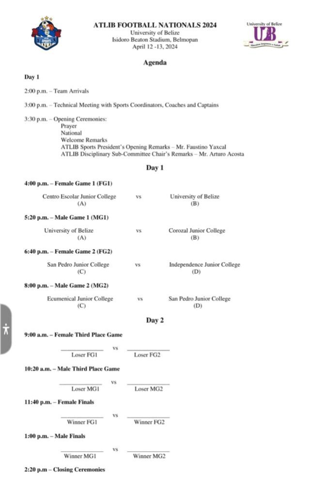 2024 ATLIB National Football Tournament kicks off Friday in Belmopan