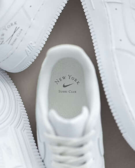 Sushi Restaurant-Collab Shoes - Sushi Club and Nike Present a Minimal Pair of Air Force 1s (TrendHunter.com)