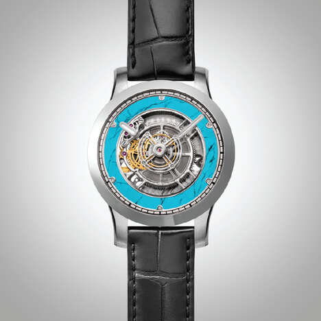 Intricate Turquoise Watch Designs - The Kross Studio KS 06 Titanium Turquoise Edition is Exclusive (TrendHunter.com)