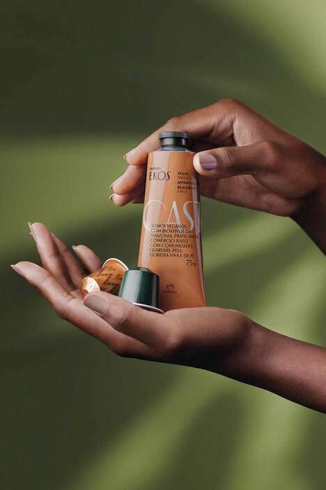 Upcycled Pod Packaging - Natura Used Nespresso Coffee Capsules for Ekos Castanha Tubes (TrendHunter.com)