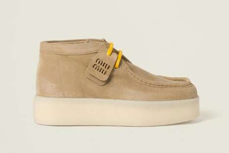 Luxury Fashion House Moccasins - Miu Miu Transforms the Clarks Suede Delave Wedge Ankle Boot (TrendHunter.com)