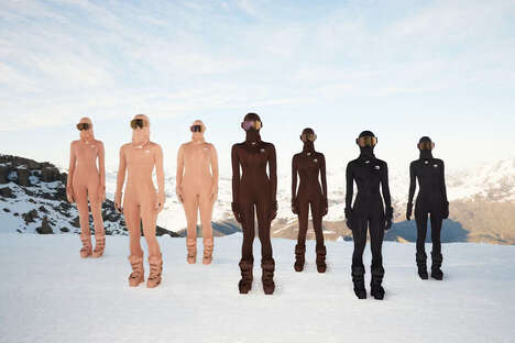 Neutral Skintight Skiwear Collections - SKIMS x The North Face Collection is Ready for the Slopes (TrendHunter.com)