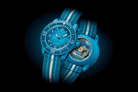 Accessible Aquatic-Hued Timepieces - The Blancpain x Swatch Fifty Fathoms Blue Lagoon is $400 (TrendHunter.com)