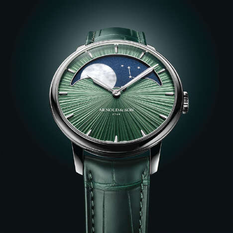 Ultra-Limited Intricate Watch Designs - Arnold & Son Debuts the Perpetual Moon 41.5 in Fern Green (TrendHunter.com)