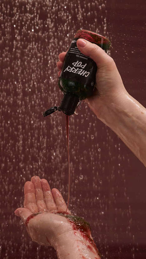 Color-Changing Shower Gels - Lush's Cherry Pop Goes from Green to Romantic Red for Valentine's Day (TrendHunter.com)