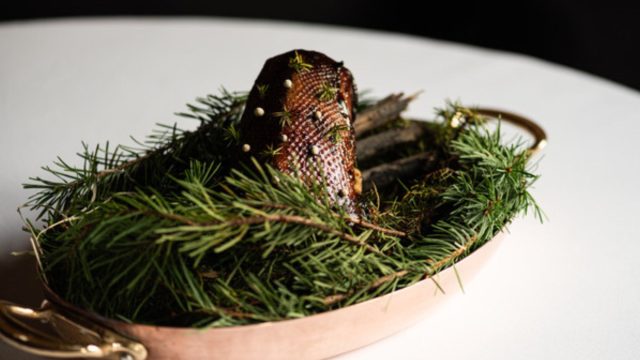 Taz Sarhane's mallard with pine nut sauce and boulangère potatoes