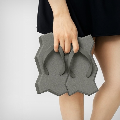 Pavement Brick Sandals - Unipaver Flip-Flops Mimic Sidewalk Bricks in Shape and Scale (TrendHunter.com)