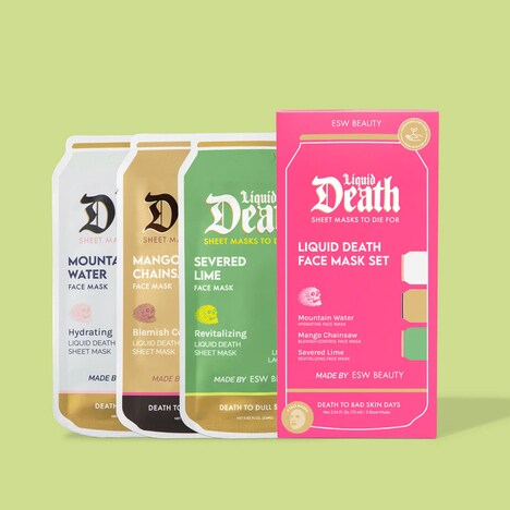 Cheekily Co-Branded Beauty Releases - ESW Beauty and Liquid Death Collaborate on New Sheet Masks (TrendHunter.com)