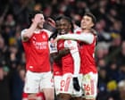 Brilliant Eze hits hat-trick as Arsenal thump Spurs to extend lead in title race