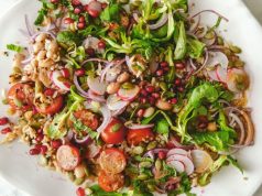 Bean salad with mint and pomegranate dressing recipe