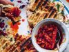 Griddled olive, tomato & basil flatbreads recipe