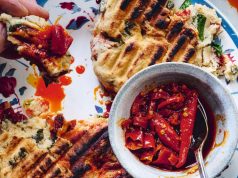 Griddled olive, tomato & basil flatbreads recipe
