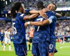 Two-hour storm break fails to stop France as Mbappé and Dembélé prove too good for Iraq