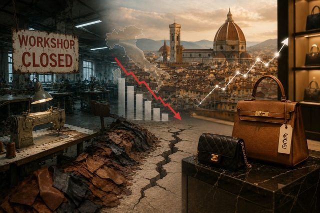 Why did 830 Italian leather firms close while luxury prices stay high?